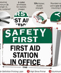 First Aid Station Aluminum Sign 8x12 Inches Dope Wall Decor for Office Warehouse Factory Garage Hospital School Workshop