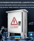 Heavy Duty 304 Stainless Steel Electrical Enclosure Box With Secure Safety Latch And Wall Mounting Plate, rainproof and rust-resistant.