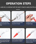 Instructions for using Badass Hustle Ready Cordless Wire Puller Threads Pipe Slick Through Walls With Right Angle Elbow Routing.