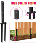 Heavy Duty Steel Fence Post Repair Kit With Double Ground Spikes And Post Anchors featuring 16.5in triangular stakes in use on fence