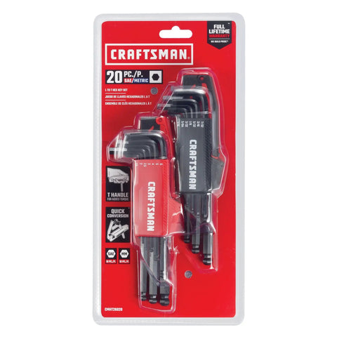 Ball End Hex Key Set 20 Piece With Storage Rack SAE And Metric Allen Wrenches Durable Black Oxide Steel For DIY Projects
