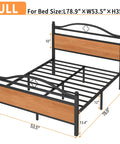 Rock Solid Full Bed Frame With Integrated Headboard, Hella Sturdy Steel Slat Base, massive under bed storage dimensions image