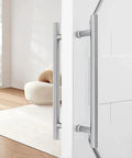 16 Inch Push Pull Door Handle Double Sided H Shape Stainless Steel For Sliding And Swing Doors Heavy Duty Silver Finish