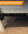 Heavy Duty Adjustable Metal Bed Frame Footboard Extension Brackets Set Of Two mounted on bed frame showing installation details.