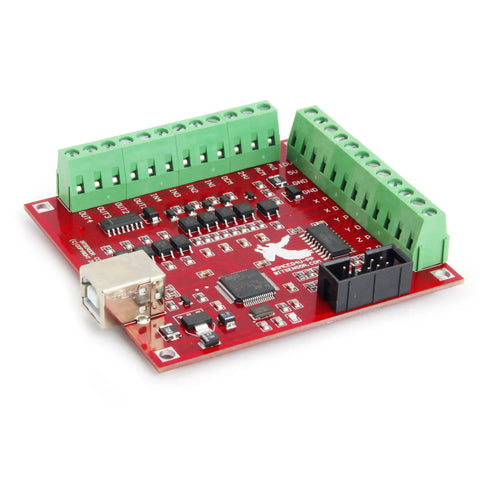 4 Axis USB Mach3 CNC Controller Card with 100KHz Plug and Play Breakout Board Red, perfect for CNC Router and Engraving Machine setup.