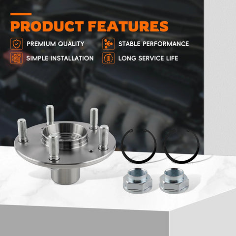 Front Left And Right Wheel Bearing And Hub Assembly For Honda Civic 2006 2007 2008 2009 2010 2011 1.8L 1.3L L4 Replace 44600-SMG-G00 OE Style Fit Durable Bearings Easy Install Complete Hub Assembly