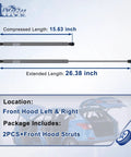 Beefy Heavy Duty Front Hood Struts Gas Springs Lift Supports for Toyota Avalon 2013 to 2018 and Camry 2012 to 2017 lengths shown
