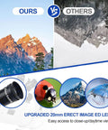 Comparison of Dope 203mm Aperture Reflector Telescope For Adults, showcasing clear mountain and bird views with 20mm erect lens.