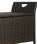 Outdoor Deck Storage Box And Wicker Storage Bench In Red Rattan Storage Chest With Cushion For Patio Garden Weather Resistant
