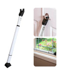 Adjustable Portable Door Security Bar for Hinged and Sliding Doors and Windows, Heavy Duty Door Stopper, White in use
