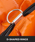 Close-up of adjustable rope end with D-shaped ring on 25 Foot PVC Flexible HVAC Duct Hose for 10 Inch Exhaust Fans.