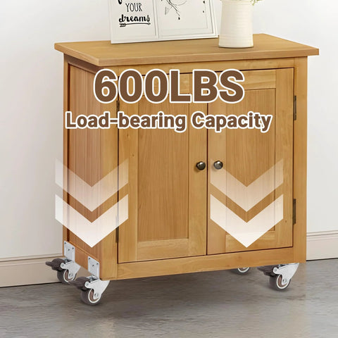 Wooden cabinet with 2 Inch L Shaped Side Mount Caster Wheels Set Of 4 With 360 Degree Swivel Ball Bearings Silent TPR Rubber Casters for furniture
