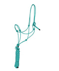 Four Knot Stiff Polyester Training Halter With Ten Foot Matching Lead For Horses Fully Adjustable And Built For Rough Wear Turquoise Full Size