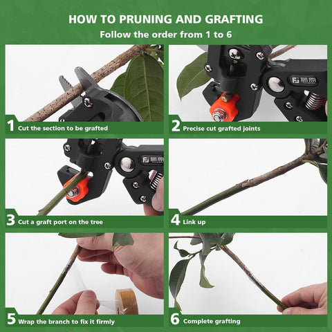 Step-by-step guide using All In One Garden Grafting Tool Kit For Fruit Trees Pruning Scissors Set With Grafting Knife Replacement Blades Tapes Plant Tags And Clips Omega Graft Seedling Grafting System