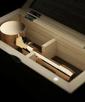 Kitchen cabinet hinge set, 1.5-inch, six-pack; gold-toned metal hardware in a wooden box