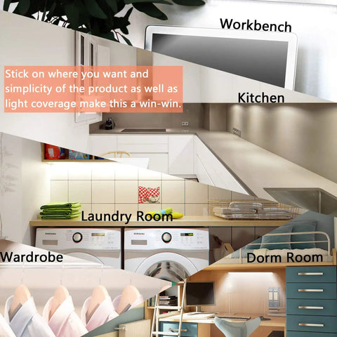 Slim 12 Inch Plug In LED Under Cabinet Light With Memory Function Cold White 6000K in various home settings
