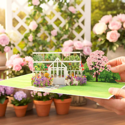 Sweet Pop Up Mothers Day Card 3D Greenhouse Design For Mom Wife Daughter Sister Grandma With Envelope And Message Note 6x8 Inches Gift For Women Birthday Card