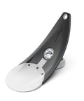 Game-Changing Pressure Putt Trainer with true hole replication and instant feedback, black curved design, on white background.
