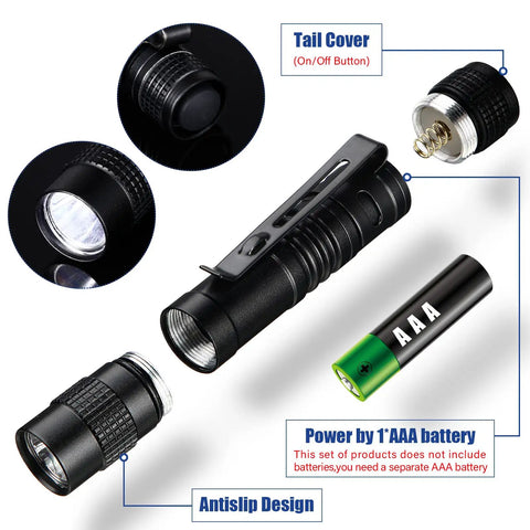20 Pack Mini Pen Light LED Flashlights With Clip Pocket Size Slim Handheld Torches 3.54 Inch Black Battery Not Included components