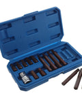Kickstart Your Garage With This Solid 15 Piece Automotive Socket Kit Featuring 1/2 Inch Drive Adapters, Heavy Duty Sockets For Car Tires And Auto Repair Plus A Nifty Storage Case. blue plastic case with 15-piece 1/2-inch drive sockets