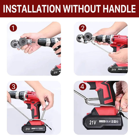 Pro Grade Electric Drill Plate Cutter Kit With Universal Nibbler Attachment installation steps without handle