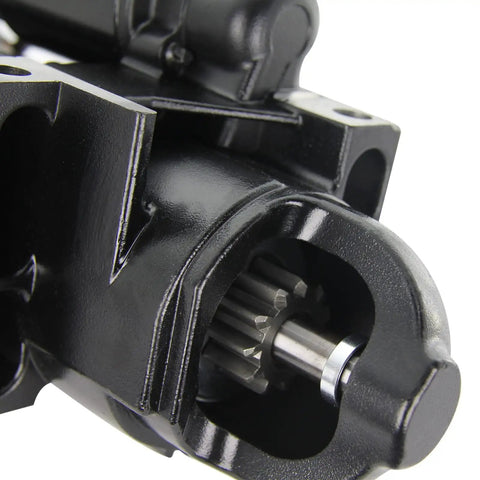 Close-up of Volvo Penta Marine Starter Replacement for 4.3L 5.0L V6 V8 Engines with visible gear teeth and Mercury fittings