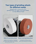 Two grinding wheels for the Built Different Mini Bench Grinder With Knockout Torque from a Copper Brushless Motor.