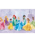 Princess Royal Debut Water Activated Removable Wall Mural For Kids Rooms Spray And Stick Easy To Apply No Mess Makeover 10.5 Feet By 6 Feet Wall Art featuring princess characters in vibrant gowns.