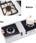 Two Pack Gas Stove Burner Covers 0.2mm Double Thickness Reusable Gas Range Protectors For 30 Inch Stoves in use before and after cleaning