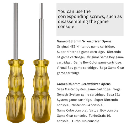 Hardened Steel Screwdriver Set With Quick Release Bit Holder, 3.8mm And 4.5mm Bits, For Opening Retro Nintendo NES SNES N64
