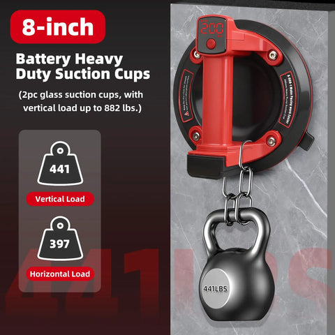 Electric Vacuum Suction Cup Lifter With Auto Start Pump and LED Display showing weight load on granite surface