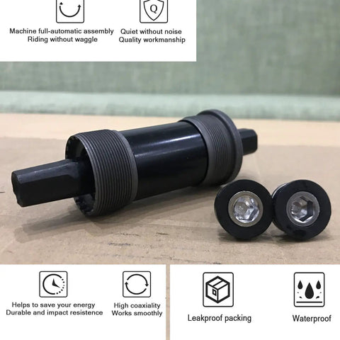 Square Taper Bottom Bracket Set For Mountain And Road Bikes, Pro Grade Aluminum Sealed Bearing BB With Boron Spindle, 68x120mm, Black Finish, Includes Cups And Waterproof Screws.