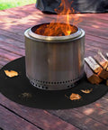 36 Inch Round Fire Pit Mat for Solo Stove Bonfire and Ranger 2.0 under fire pit on deck, protecting from sparks and grease, double sided fiberglass