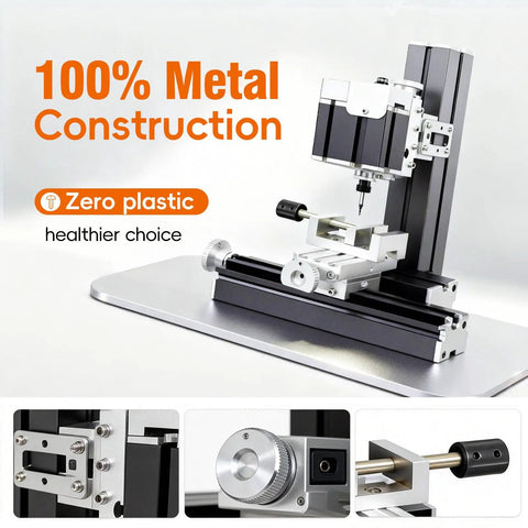 All Metal Mini Milling Machine Pro Grade Build 60W 20000 RPM 3 Axis DIY Vertical Mill for metal wood plastic electroplated.