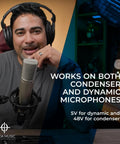 Man demonstrating Wireless XLR Transmitter And Receiver Kit For Dynamic And Condenser Microphones UHF Wireless System.