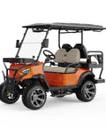 Heavy Duty Four Passenger Electric Shuttle Golf Cart With Ip67 Waterproof Frame and vivid orange exterior design.