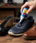 Application of Two Pack 401 Super Glue For Nails Shoes Metal And Plastic Repair High Viscosity Fast Bonding Liquid Adhesive 20ml Each on a sneaker