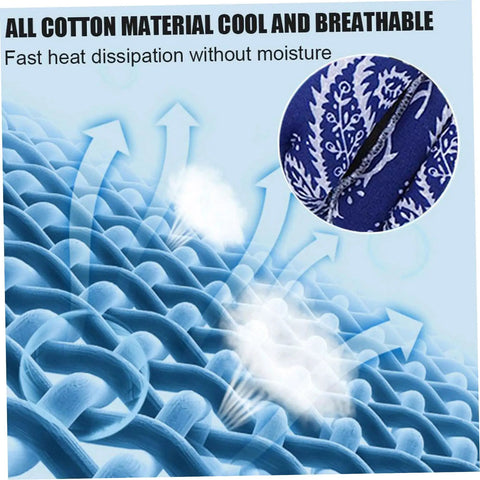 Close-up of breathable cotton material with ventilation, showcasing Five Pack Water Activated Cooling Neck Wrap Bandanas Instant Ice Cold Scarf.