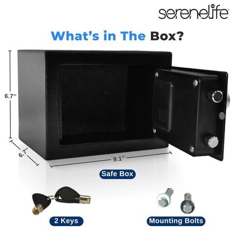 Built Tough Steel Digital Safe Box For Cash Firearms And Jewelry - Compact 9.1 X 6.7 X 6.7 Inches with keys and bolts