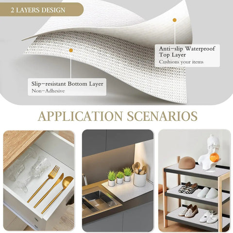 Premium White Non Adhesive Shelf And Drawer Liner For Kitchen Cabinets Pvc Based Non Slip Organizer Roll That Keeps Counters Super Sleek And Declutters Your Entire Space In No Time Flat