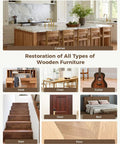 No Sweat Touch Up Kit For Scratches Cracks Dents Stains On Laminate Vinyl Hardwood Floors Or Wooden Furniture displayed with various furniture types.