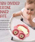 Hecka Adorable 4 Piece Silicone Toddler Suction Plate Set With Mega Grip Base Divided Animal Dishes For Babies with snacks