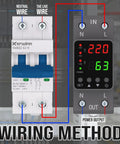 Power Guard Adjustable Voltage Protector And Smart Circuit Breaker For DIN Rail Mount 110V 220V Drop-In Ready Wiring diagram with display