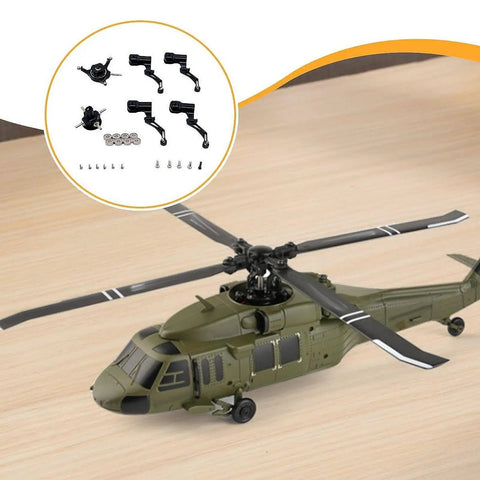 Beefy Aluminum RC Helicopter Cross Plate With Bearing Lightweight Spare Part For K124 And K170 displayed with RC heli model