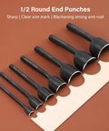 Half Round Leather Punch Set 11 Pcs Black Carbon Steel Leather Craft Tools For Wallets Belts Bags Straps With Sharp Edges