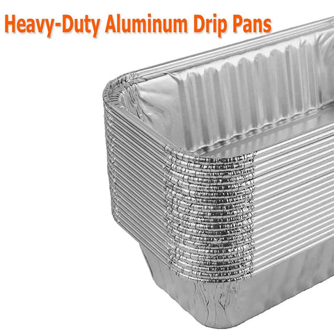 Heavy Duty Aluminum Foil Grill Drip Pans 20 Pack Kickass Grease Catcher Trays Replaces Char Broil Gas Grills 7 X 3.5 X 1.5 Inches No Sweat Backyard Cleanup Crew