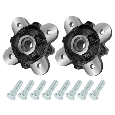 New Badass Front Wheel Hub Assembly With Wheel Studs Pair Ready Fast Swap For Polaris Ranger 570 900 1000 Diesel HST Evo Full Size UTV Off Road Trails, showing hub assembly with wheel studs.
