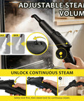 Adjustable steam volume control on the Udodik 300 Degree Steam Cleaner for Home with 21 accessories.