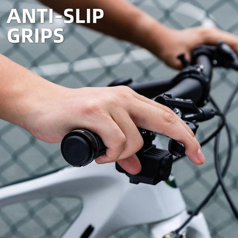 Double Lock On Bike Handlebar Grips Set 4 Pcs 2 Pairs Non Slip Comfortable Rubber Grips in use on a bicycle