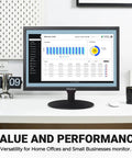 19 Inch HD 1440x900 LED Computer Monitor With Built In Speakers on desk, displaying analytics, suitable for office use